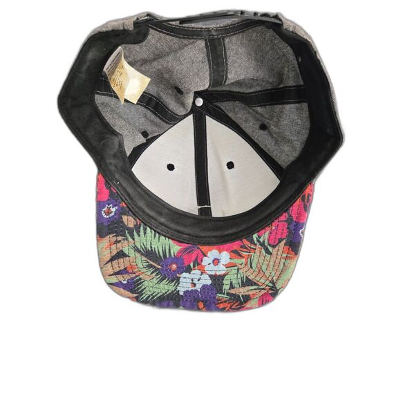 VANS Floral Hat Snap Back Cap Grey One Size Vintage Unisex Streetwear - Picture 2 of 3